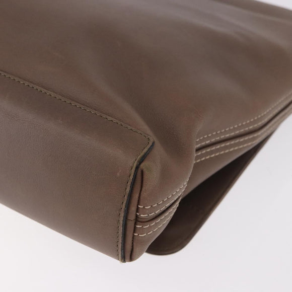 LOEWE Business Bag Leather 2way Brown Silver Auth bs35451