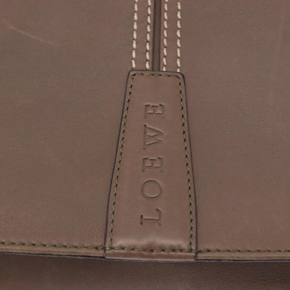 LOEWE Business Bag Leather 2way Brown Silver Auth bs35451
