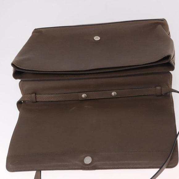 LOEWE Business Bag Leather 2way Brown Silver Auth bs35451