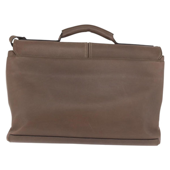 LOEWE Business Bag Leather 2way Brown Silver Auth bs35451