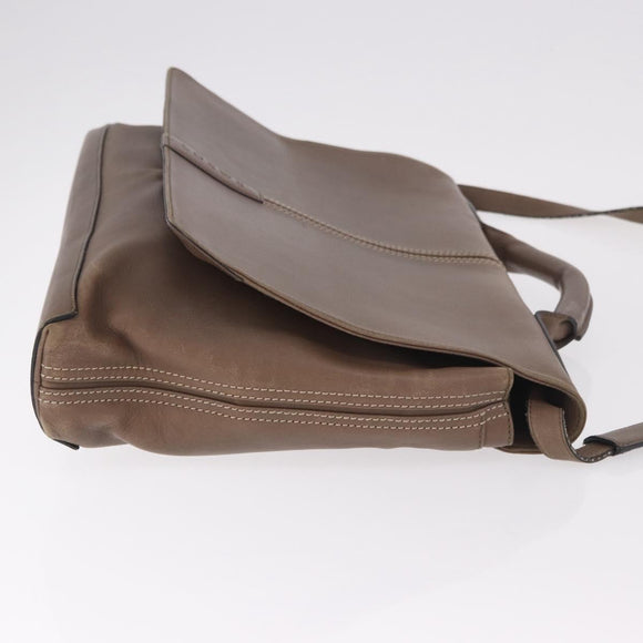LOEWE Business Bag Leather 2way Brown Silver Auth bs35451