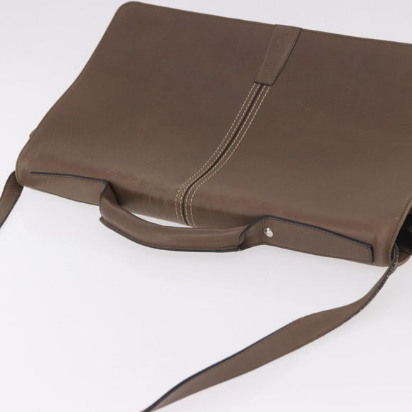 LOEWE Business Bag Leather 2way Brown Silver Auth bs35451
