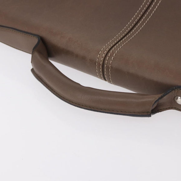 LOEWE Business Bag Leather 2way Brown Silver Auth bs35451