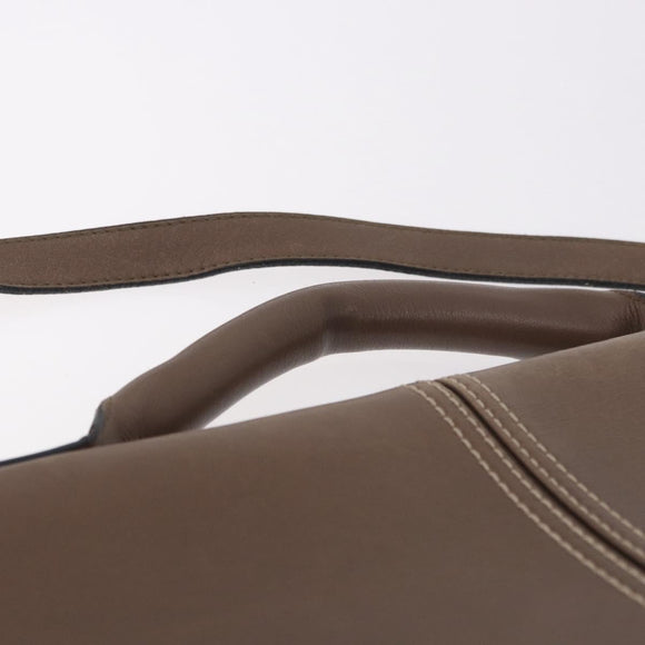 LOEWE Business Bag Leather 2way Brown Silver Auth bs35451