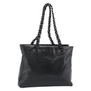 PRADA Plastic Chain Tote Bag Leather Black Silver Auth bs35453-1