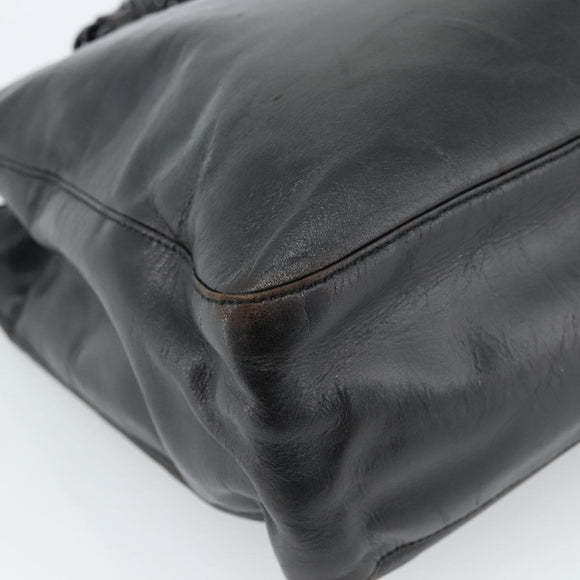 PRADA Plastic Chain Tote Bag Leather Black Silver Auth bs35453