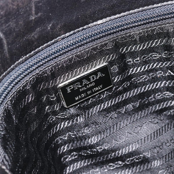 PRADA Plastic Chain Tote Bag Leather Black Silver Auth bs35453