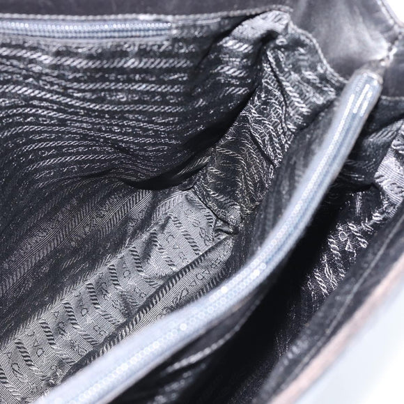 PRADA Plastic Chain Tote Bag Leather Black Silver Auth bs35453