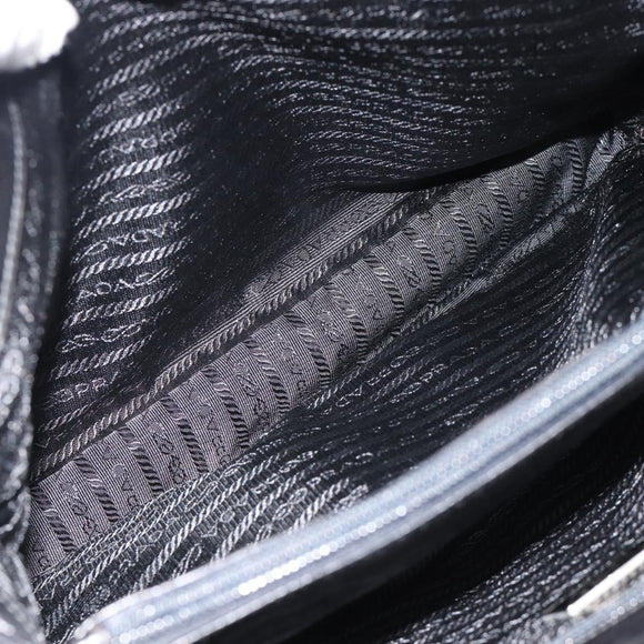PRADA Plastic Chain Tote Bag Leather Black Silver Auth bs35453