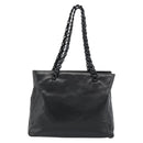 PRADA Plastic Chain Tote Bag Leather Black Silver Auth bs35453-2