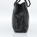 PRADA Plastic Chain Tote Bag Leather Black Silver Auth bs35453-4