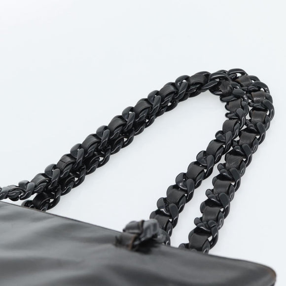 PRADA Plastic Chain Tote Bag Leather Black Silver Auth bs35453