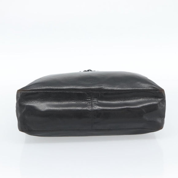 PRADA Plastic Chain Tote Bag Leather Black Silver Auth bs35453