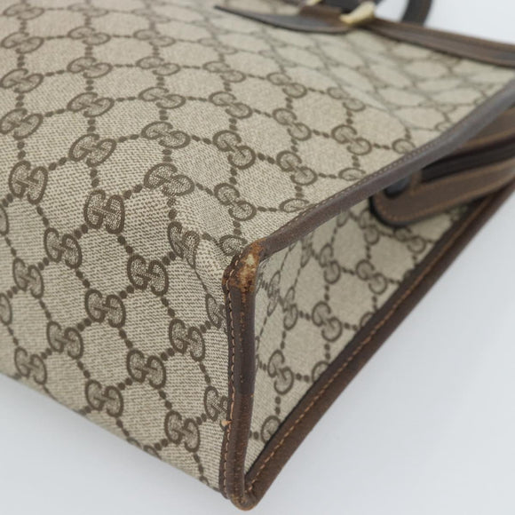 GUCCI GG Supreme Web Sherry Line Hand Bag PVC Beige Gold 010 378 Auth bs35454
