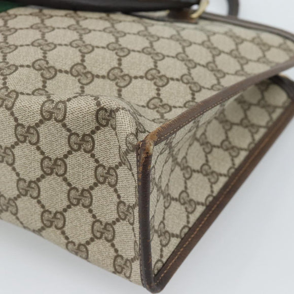 GUCCI GG Supreme Web Sherry Line Hand Bag PVC Beige Gold 010 378 Auth bs35454