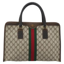 GUCCI GG Supreme Web Sherry Line Hand Bag PVC Beige Gold 010 378 Auth bs35454-13