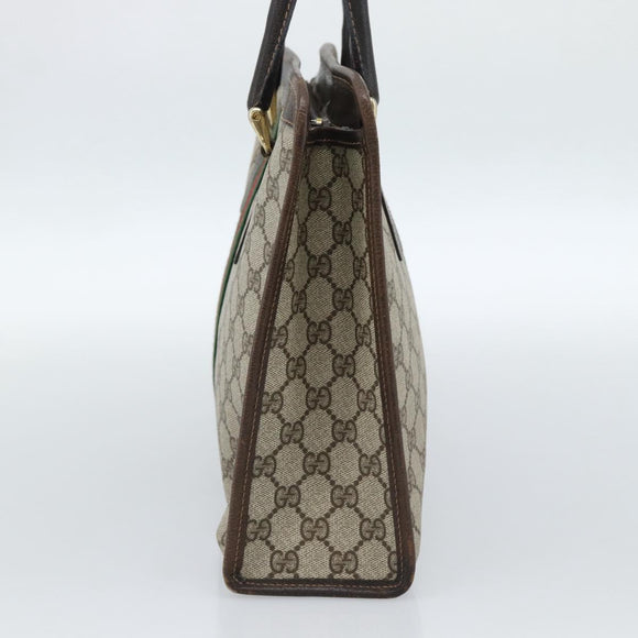 GUCCI GG Supreme Web Sherry Line Hand Bag PVC Beige Gold 010 378 Auth bs35454