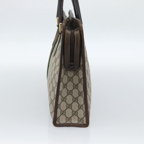 GUCCI GG Supreme Web Sherry Line Hand Bag PVC Beige Gold 010 378 Auth bs35454