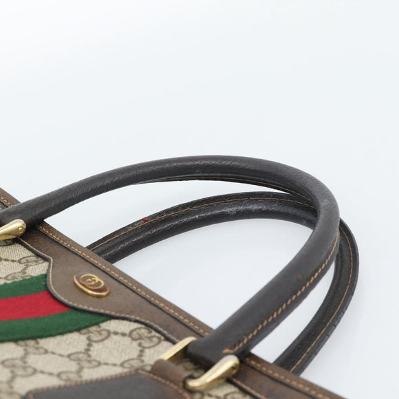 GUCCI GG Supreme Web Sherry Line Hand Bag PVC Beige Gold 010 378 Auth bs35454