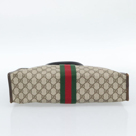 GUCCI GG Supreme Web Sherry Line Hand Bag PVC Beige Gold 010 378 Auth bs35454