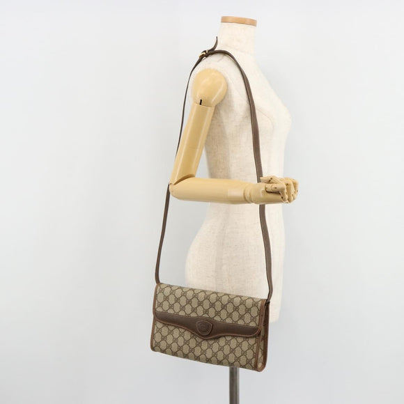 GUCCI GG Supreme Umhängetasche PVC Beige Gold 004 161 0670 Auth bs35455
