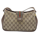 GUCCI GG Supreme Web Sherry Line Tasche PVC Beige Gold 116 02 076 Auth bs35456-2