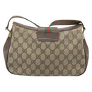 GUCCI GG Supreme Web Sherry Line Tasche PVC Beige Gold 116 02 076 Auth bs35456-3