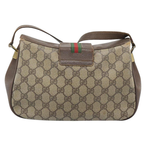 GUCCI GG Supreme Web Sherry Line Tasche PVC Beige Gold 116 02 076 Auth bs35456