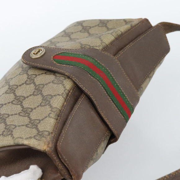 GUCCI GG Supreme Web Sherry Line Tasche PVC Beige Gold 116 02 076 Auth bs35456