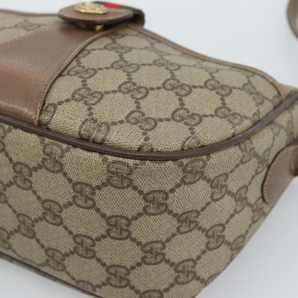GUCCI GG Supreme Web Sherry Line Bag PVC Beige Gold 001 123 6177 Auth bs35457