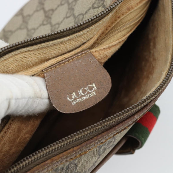 GUCCI GG Supreme Web Sherry Line Bag PVC Beige Gold 001 123 6177 Auth bs35457
