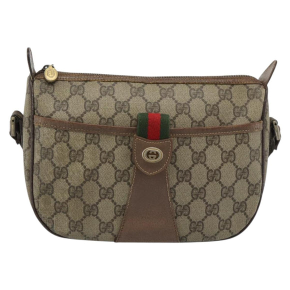 GUCCI GG Supreme Web Sherry Line Bag PVC Beige Gold 001 123 6177 Auth bs35457