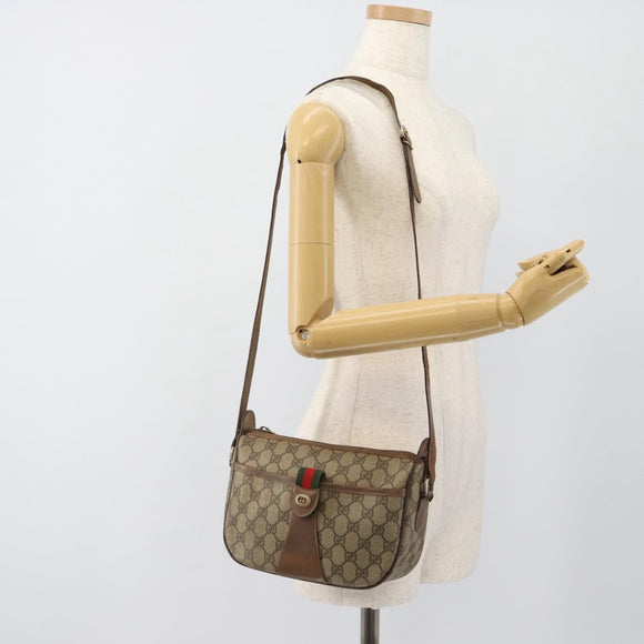 GUCCI GG Supreme Web Sherry Line Bag PVC Beige Gold 001 123 6177 Auth bs35457