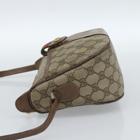GUCCI GG Supreme Web Sherry Line Bag PVC Beige Gold 001 123 6177 Auth bs35457
