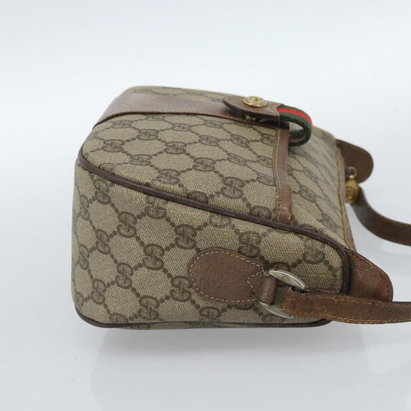 GUCCI GG Supreme Web Sherry Line Bag PVC Beige Gold 001 123 6177 Auth bs35457