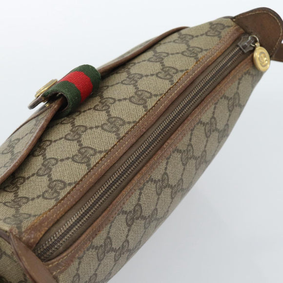 GUCCI GG Supreme Web Sherry Line Bag PVC Beige Gold 001 123 6177 Auth bs35457