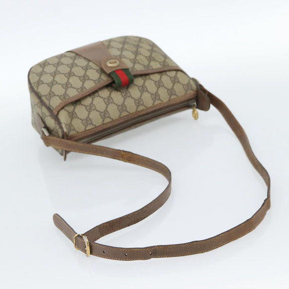 GUCCI GG Supreme Web Sherry Line Bag PVC Beige Gold 001 123 6177 Auth bs35457