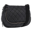 CHANEL Matelassé Schultertasche beschichtetes Canvas Schwarz Silber CC Auth bs35469-1