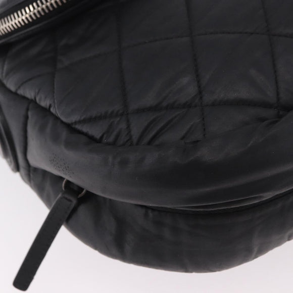CHANEL Matelassé Schultertasche beschichtetes Canvas Schwarz Silber CC Auth bs35469