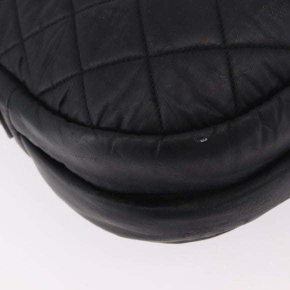 CHANEL Matelassé Schultertasche beschichtetes Canvas Schwarz Silber CC Auth bs35469