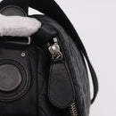 CHANEL Matelassé Schultertasche beschichtetes Canvas Schwarz Silber CC Auth bs35469-14