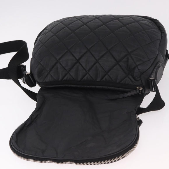 CHANEL Matelassé Schultertasche beschichtetes Canvas Schwarz Silber CC Auth bs35469