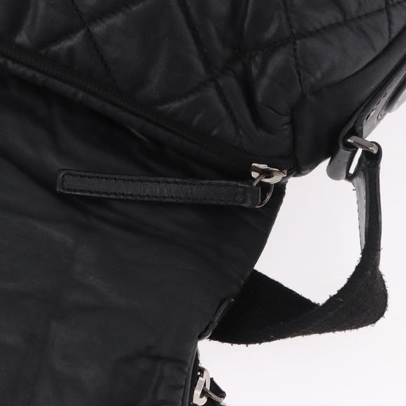 CHANEL Matelassé Schultertasche beschichtetes Canvas Schwarz Silber CC Auth bs35469