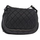 CHANEL Matelassé Schultertasche beschichtetes Canvas Schwarz Silber CC Auth bs35469-2