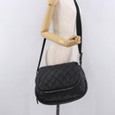 CHANEL Matelassé Schultertasche beschichtetes Canvas Schwarz Silber CC Auth bs35469-26