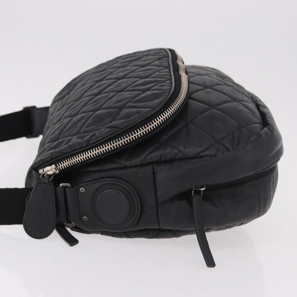 CHANEL Matelassé Schultertasche beschichtetes Canvas Schwarz Silber CC Auth bs35469