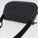 CHANEL Matelassé Schultertasche beschichtetes Canvas Schwarz Silber CC Auth bs35469-6