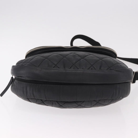 CHANEL Matelassé Schultertasche beschichtetes Canvas Schwarz Silber CC Auth bs35469
