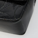 CHANEL Schultertasche Kette Lackleder Schwarz Gold CC Auth bs35471A-10