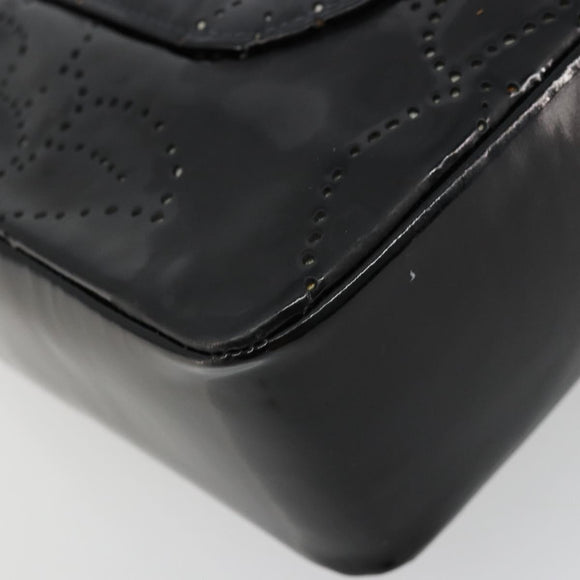 CHANEL Schultertasche Kette Lackleder Schwarz Gold CC Auth bs35471A